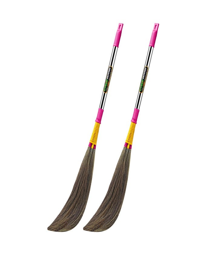 BBT Phool Jhadu | Natural Grass Broom Stick for Home Cleaning | Eco-Friendly Long Handle Jhadu | Anti Dust, Lightweight & Durable Pack of- (2, BAHUBALI 3D) - Image 1